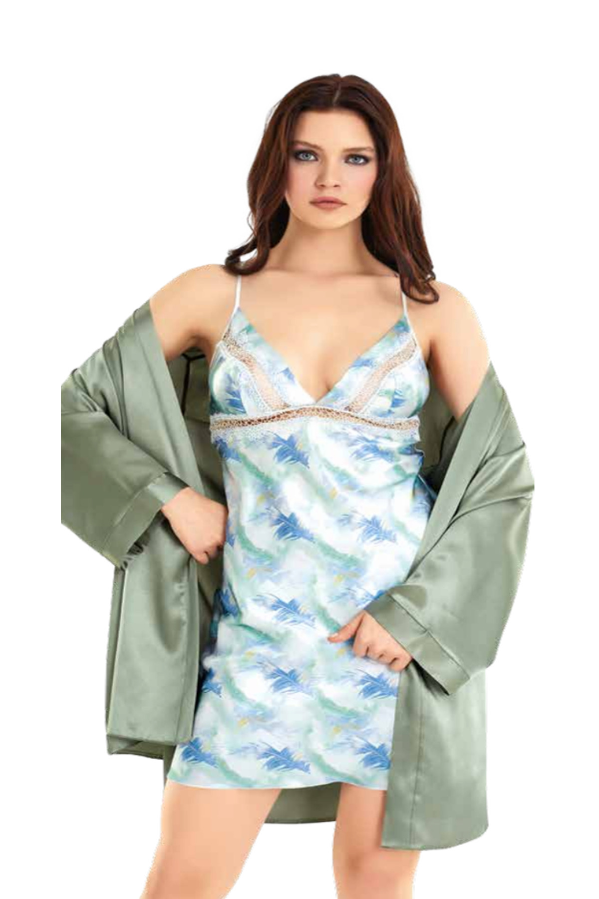 Genel Markalar İç Giyim MOONGİRL Saten Kısa İkili Gecelik Takım