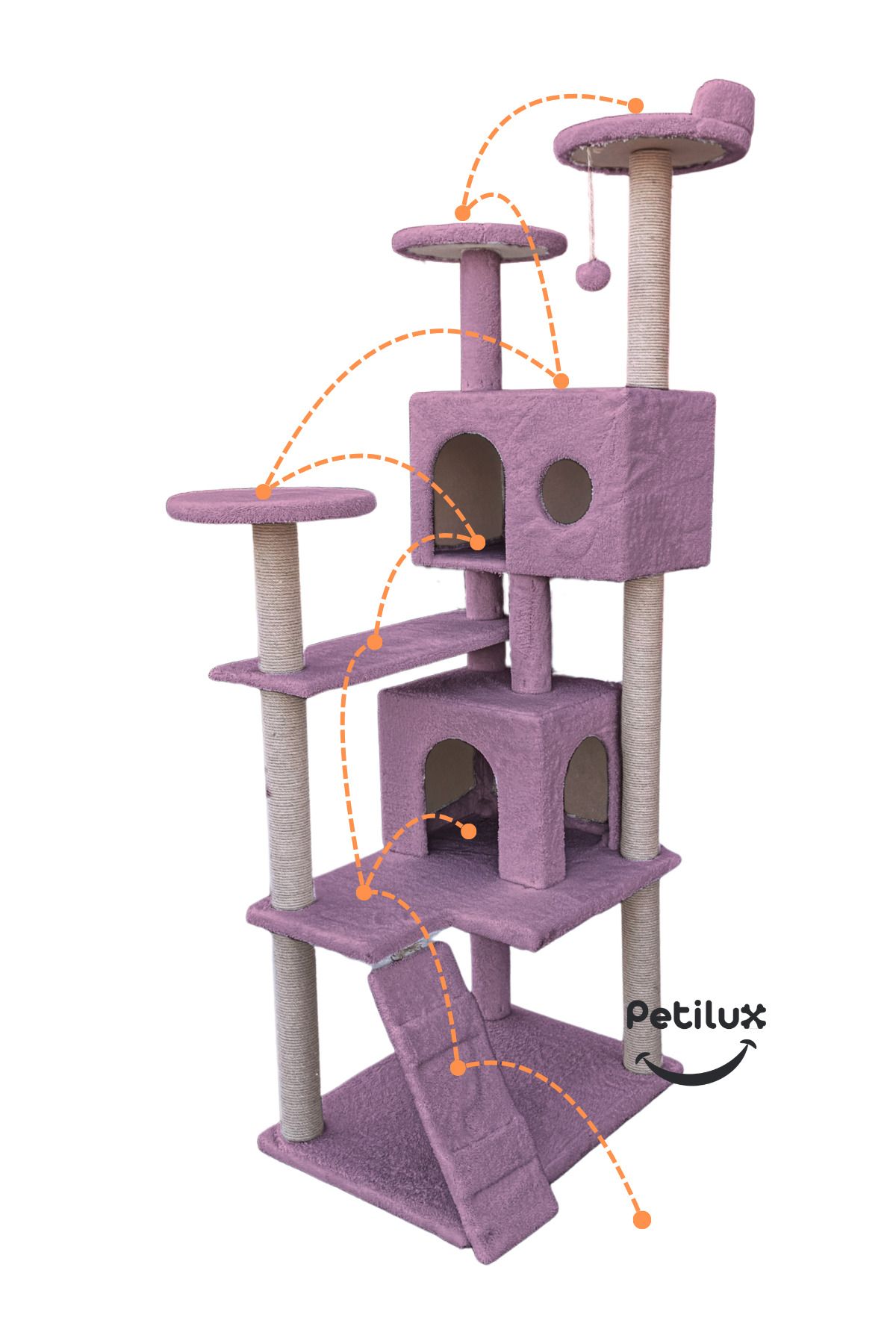 Petilux-Multi-Storey Cat House and Scratching Tower Cat Play and Rest Area with Jute Drawstring Scratching Area 4
