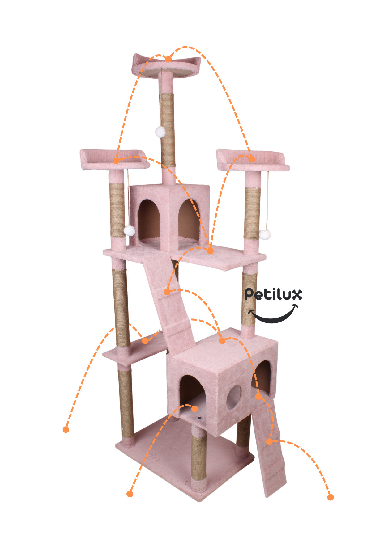 Petilux-منزل القطط متعدد الطوابق مع تصميم جديد من الجوت وبرج خدش ومساحة استرخاء 3