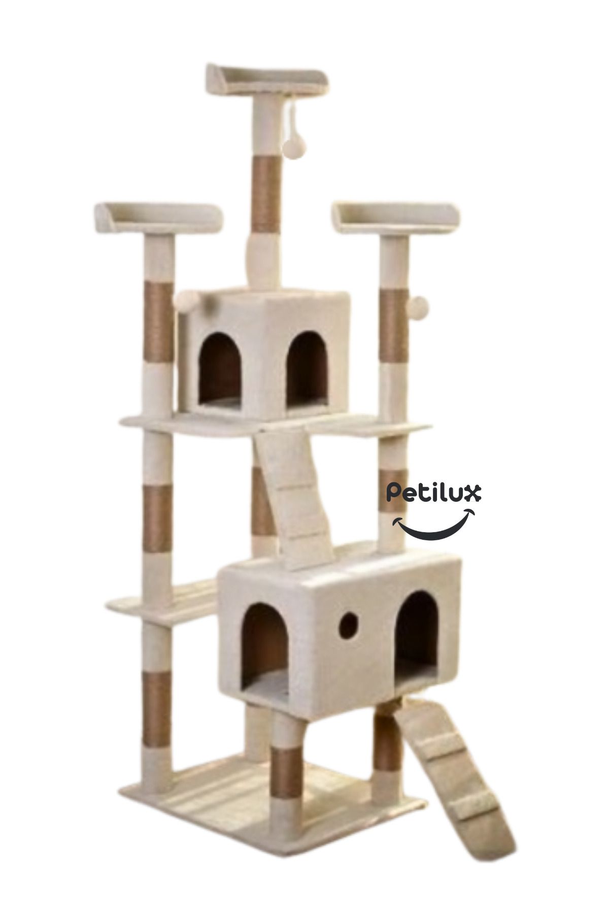 Petilux-New Multi-Storey Cat House with Residence Design Jute Drawstring Scratching Tower and Resting Area 2