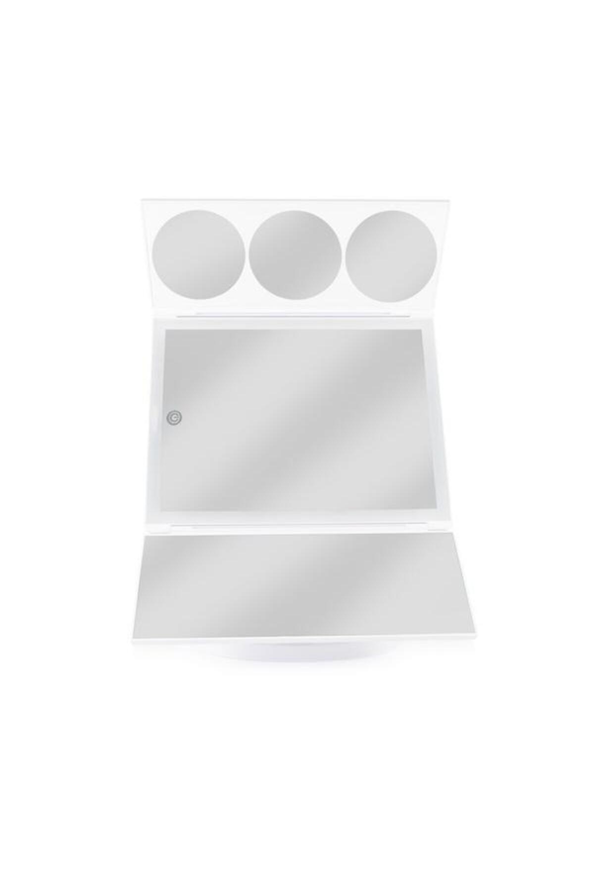 Rio-Foldable Cosmetic Mirror MMFS with LED Lighting, Adjustable Tilt and 360° Rotation, Zoom Levels 2