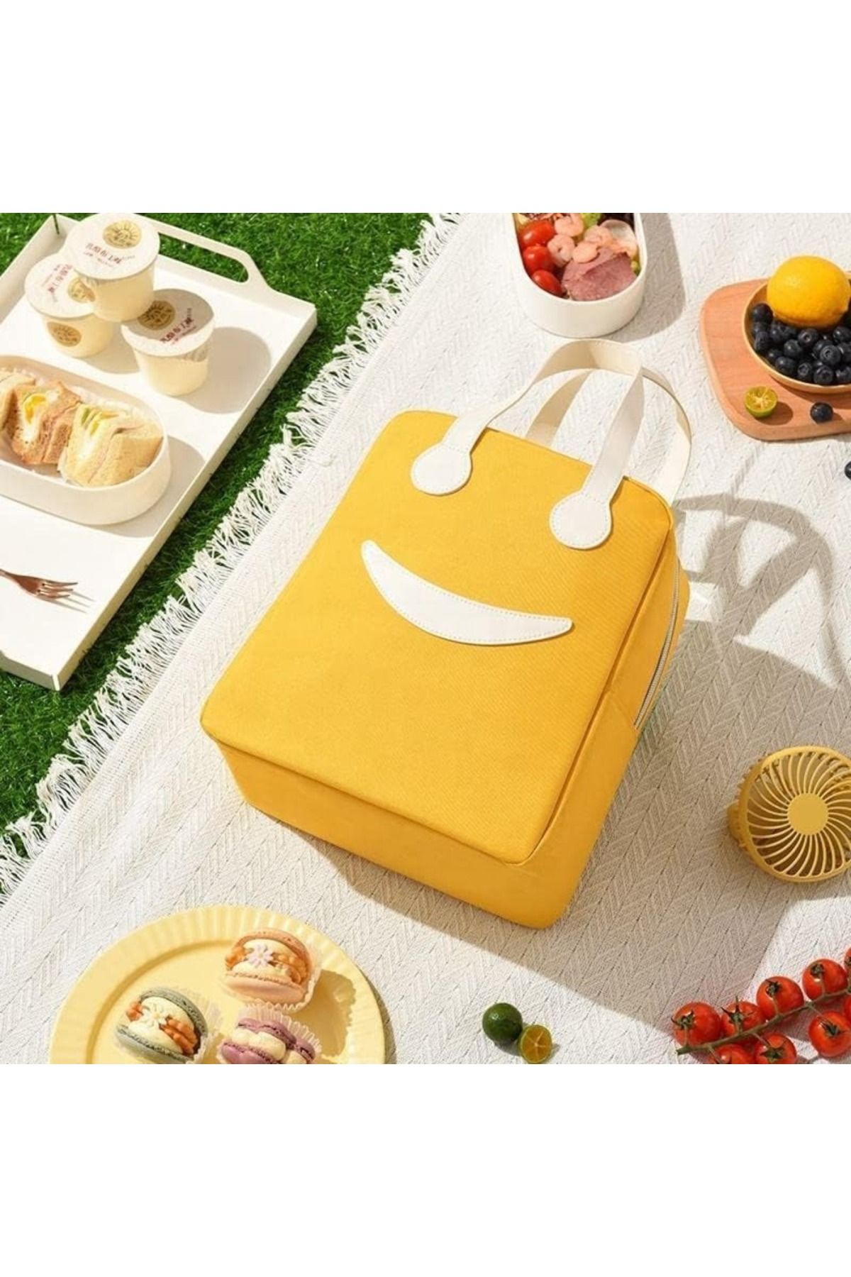 Generic-Women’s & Kids Reusable Smiley Insulated Thermal Lunch Bag – Multiple Colors, Random Selection 4