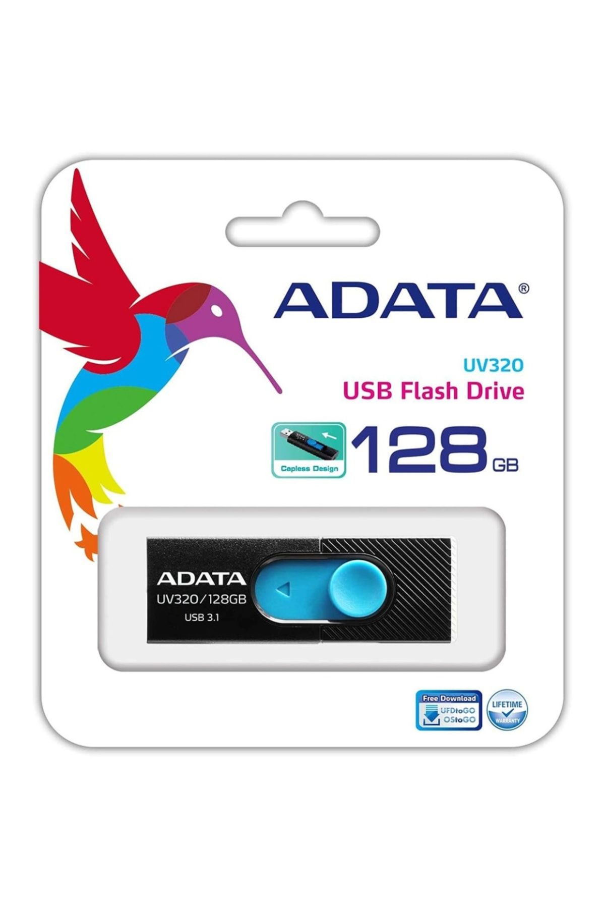 Adata-Stick USB UV320, 128GB, USB 3.1, Design glisant, Negru/Albastru 7