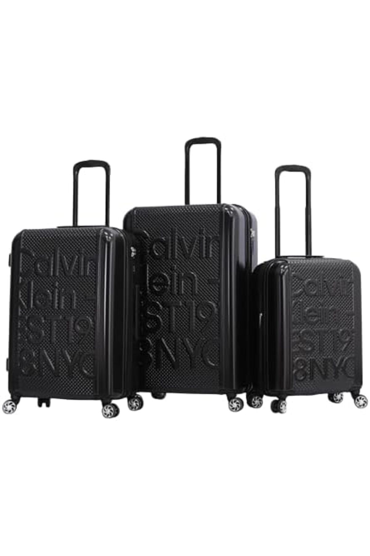 Calvin Klein-EST. in NYC Hard Luggage Lightweight Spinner Suitcase with TSA Lock (Black, Set of 3) 1