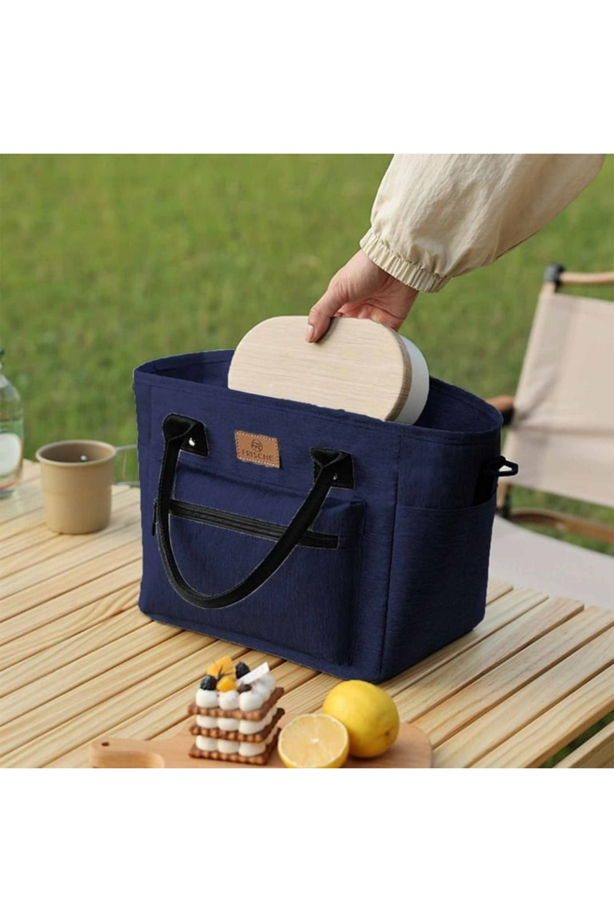 Generic-Blue Large Capacity Insulated Freezable Reusable Lunch Bag – Keeps Food Fresh for Hours 2