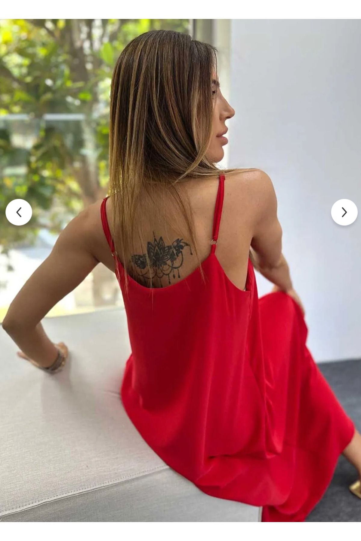 Zikuv Giyim ve Moda Tasarım-Midi Length Full Lycra Dress with Adjustable Strap 2