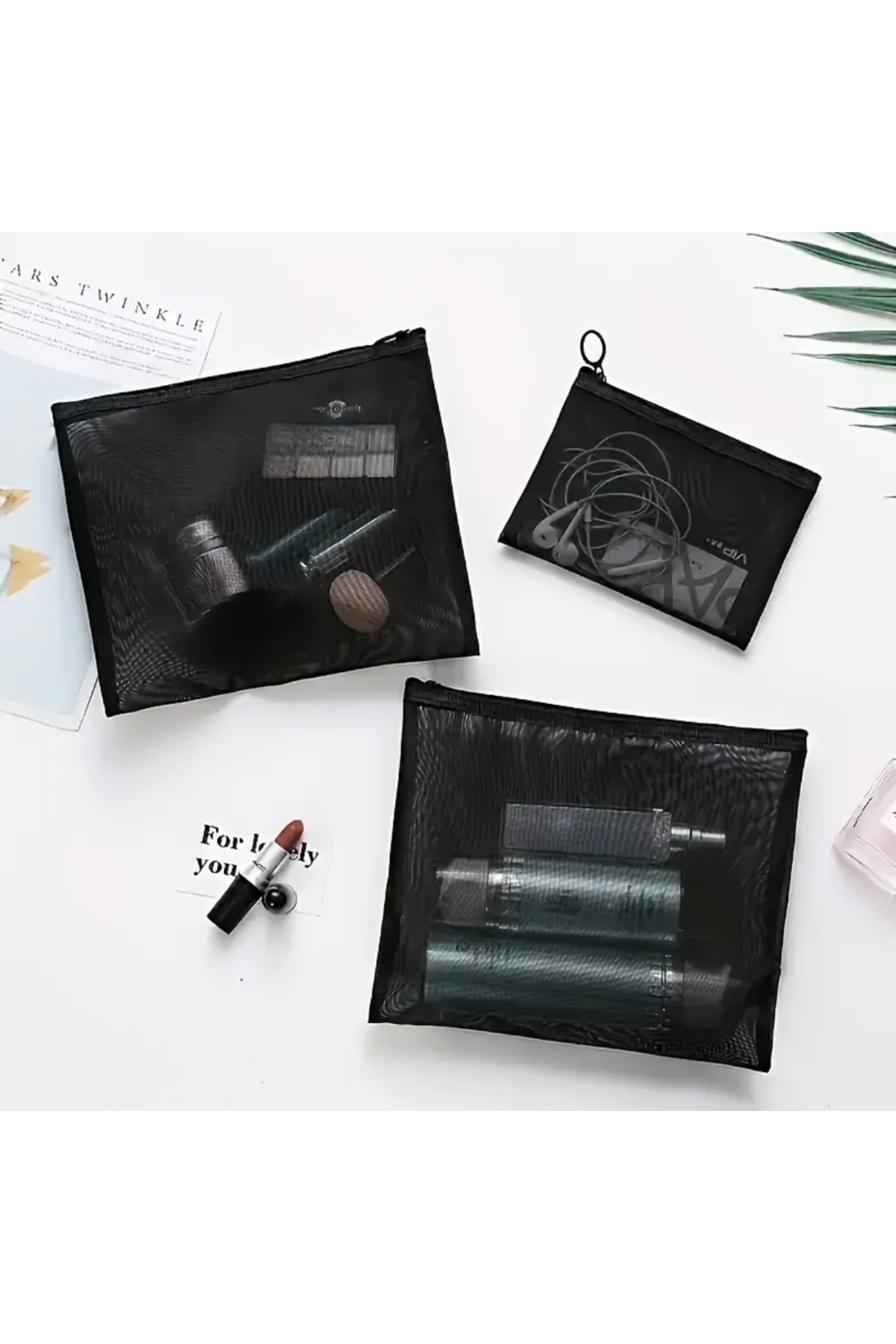 BLTBAGS 3lü kadın Transparan makyaj çantası