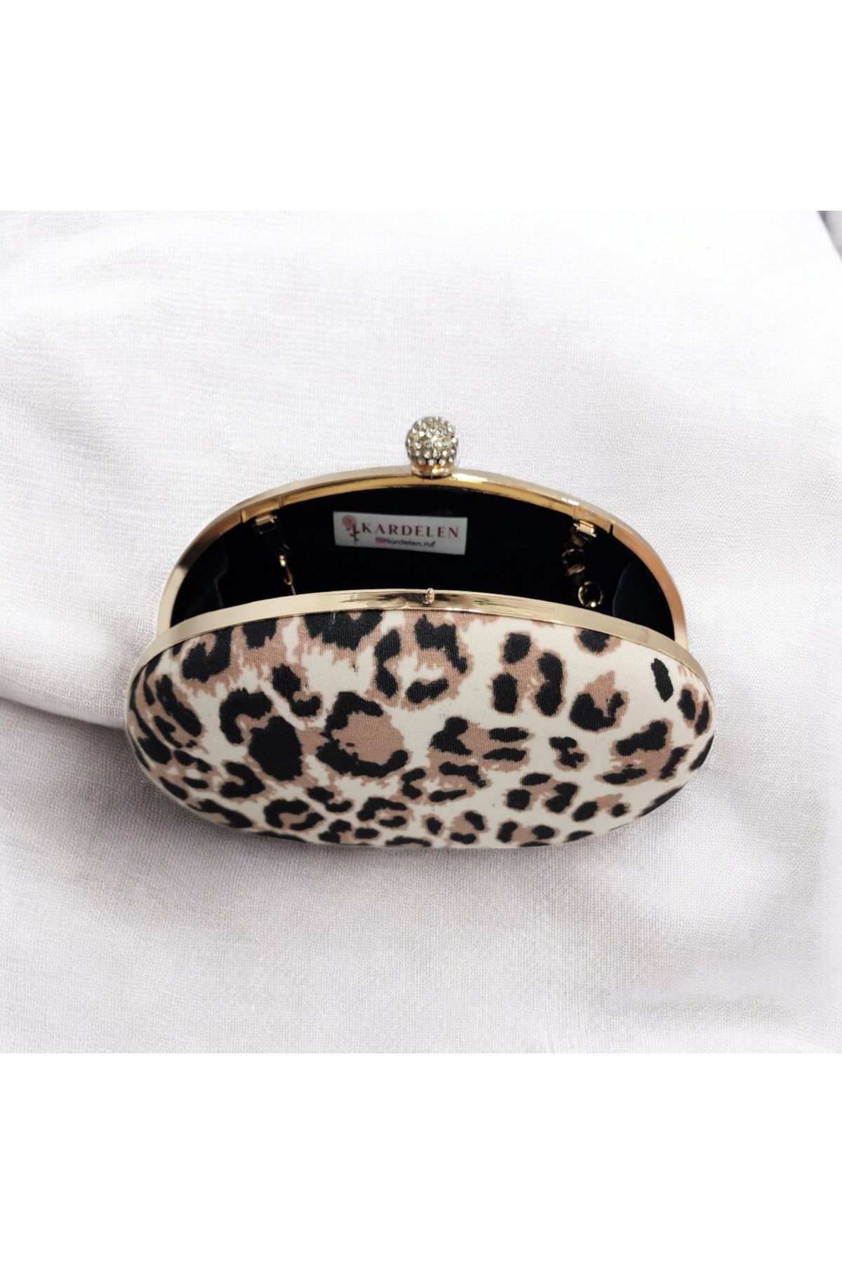 Telli Art-Elegant Evening Bag with Leopard Print - 14×22 with Chain 3