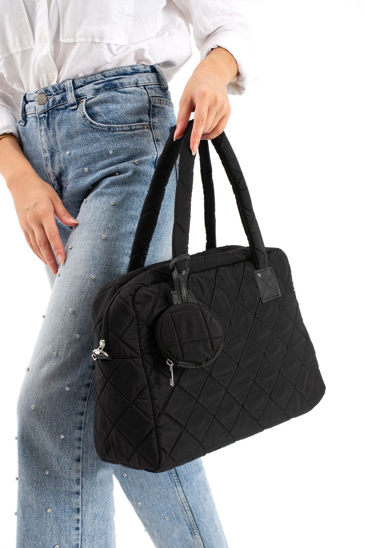 mugalas-Women's Large Size Soft Hand Sleeve and Cross-Use Shoulder Bag Width:45 Length:30 Depth:15 1