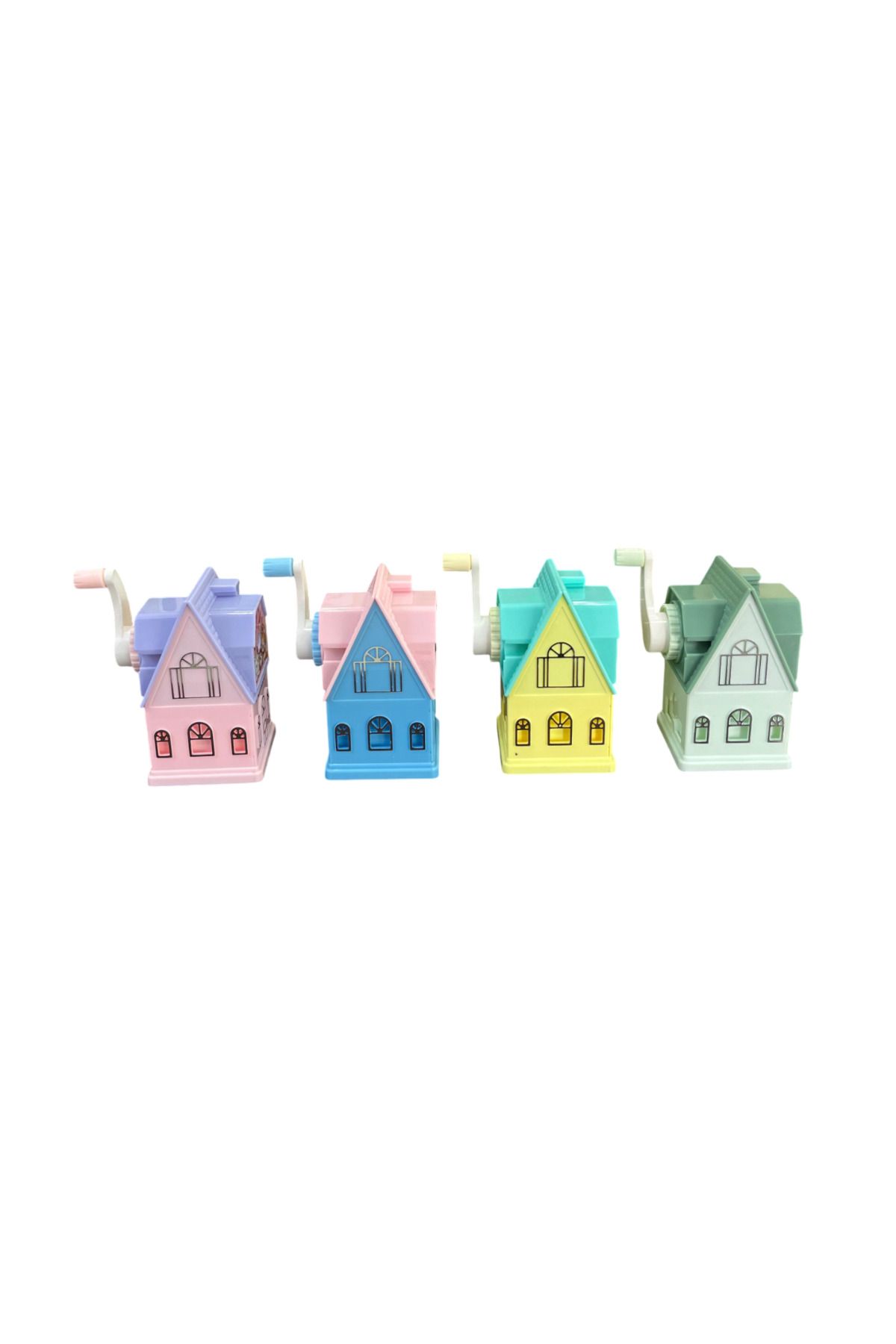 Brons-Cute House Patterned Table Top Pencil Sharpener with Arms 4