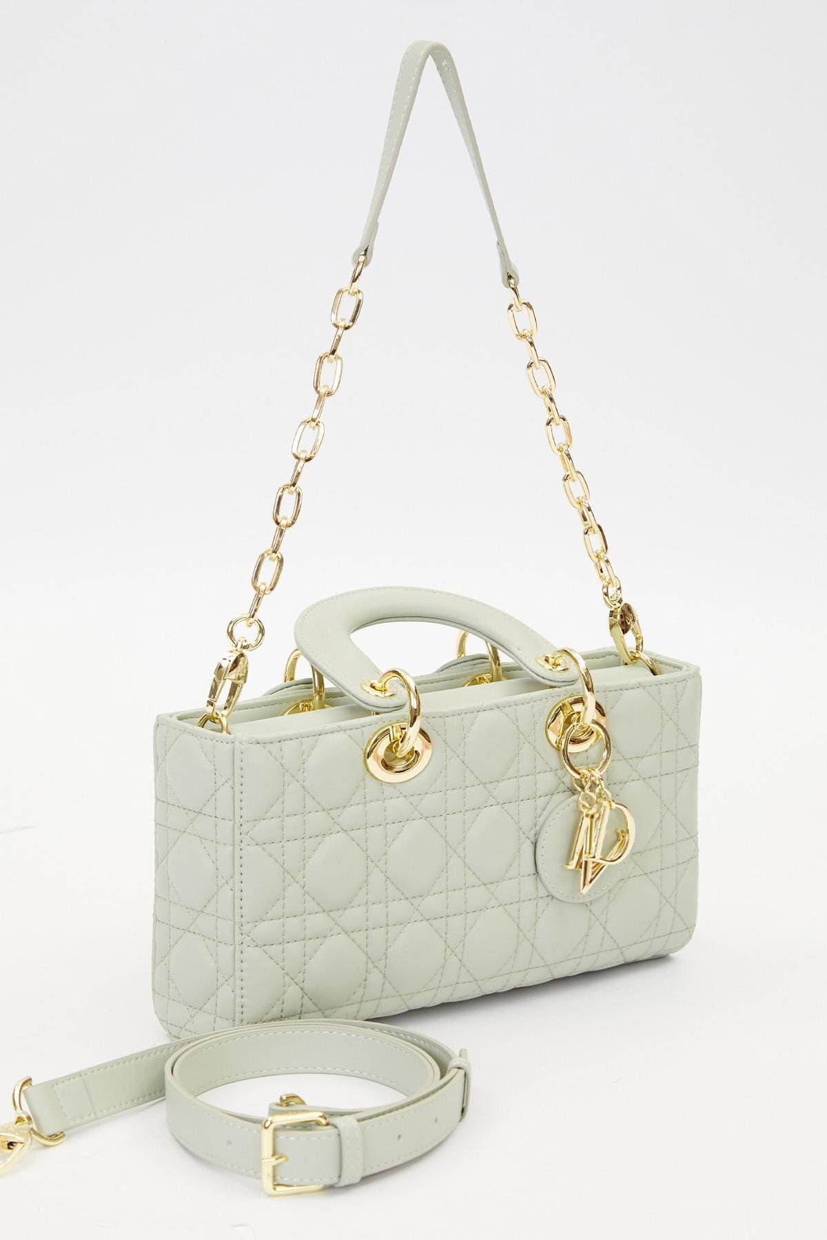 Levidor-Light Green Rectangular Model Handbag with Accessories 3