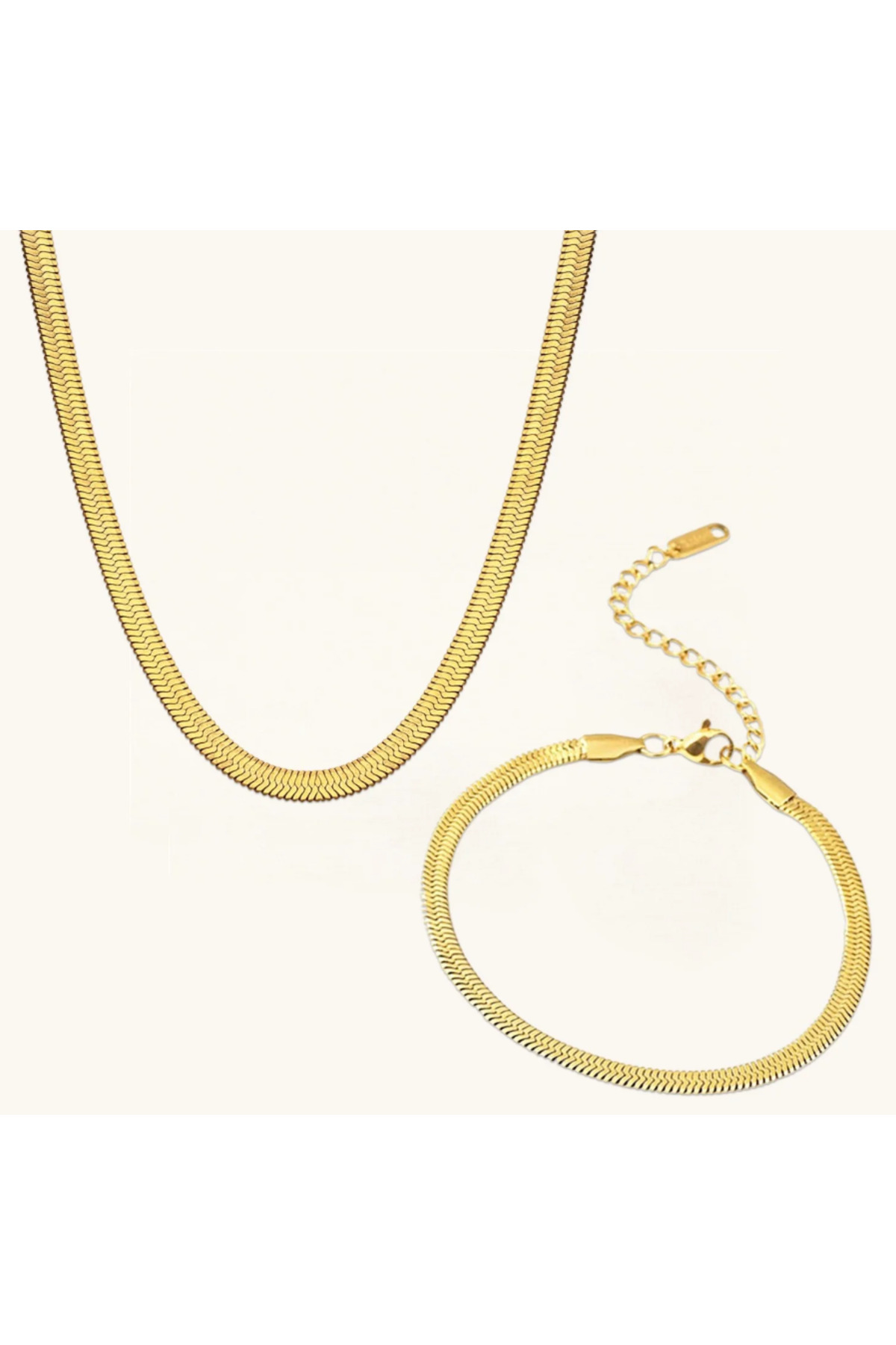 Ervalina Özel Seri Garantili İtalyan Ezme Kolye Bileklik Seti Gold Renk