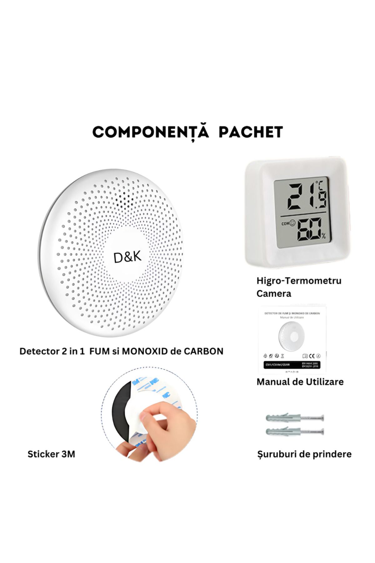 D&K WONDER-Smart 2in1 Smoke & Carbon Monoxide Detector WiFi, Smart Life/Tuya, 85dB Alarm, 10 Year Battery 12
