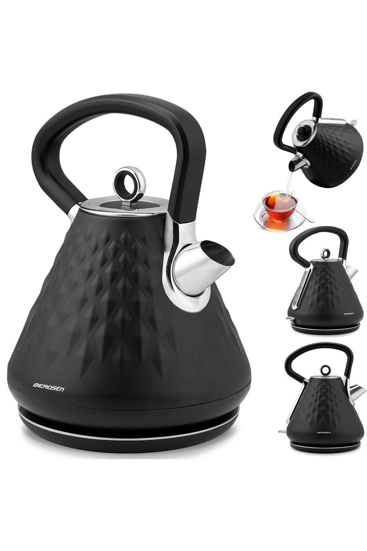 Berdsen-Kettle with 360 degree rotating base, illuminated switch, 29 cm x 23 cm, black 5