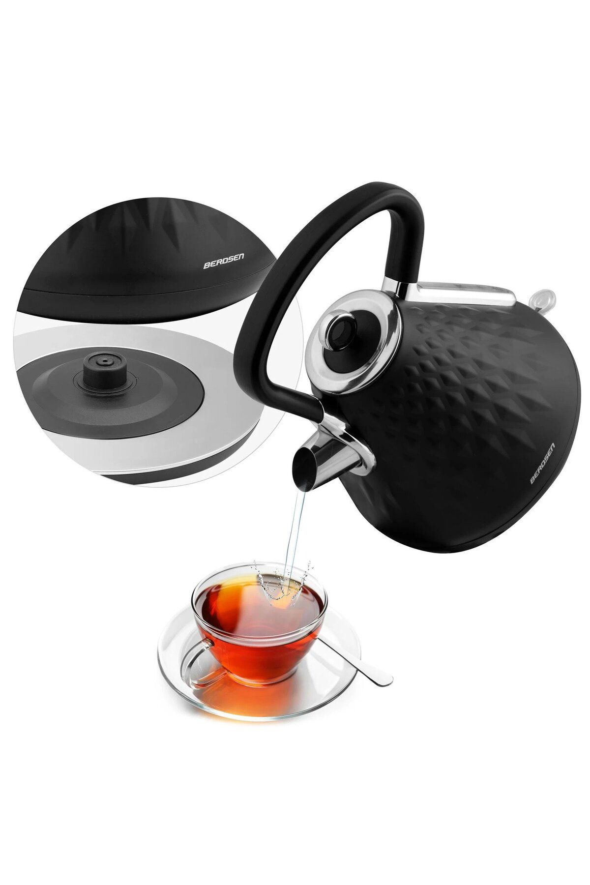 Berdsen-Kettle with 360 degree rotating base, illuminated switch, 29 cm x 23 cm, black 7