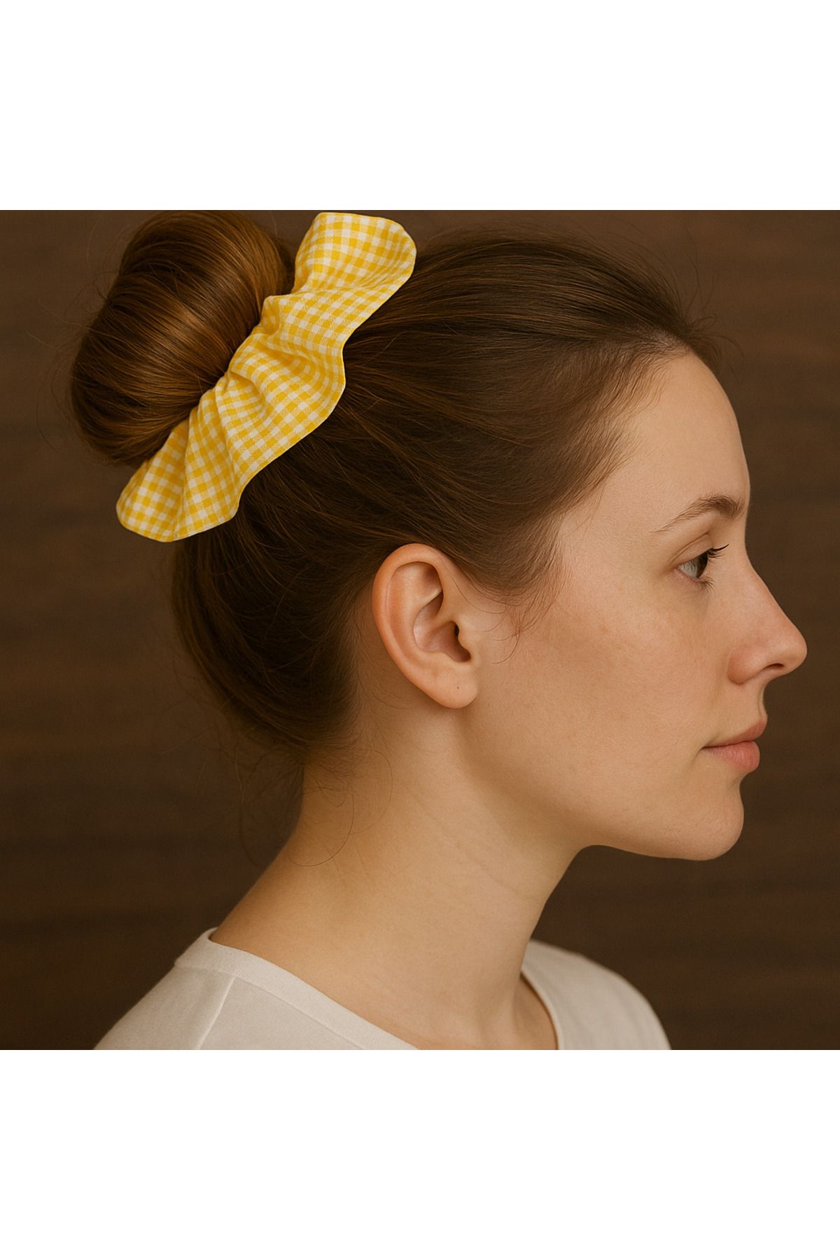Melff-Women's Elastic Double Layer Fabric Patterned Bagel Scrunchie Buckle 2