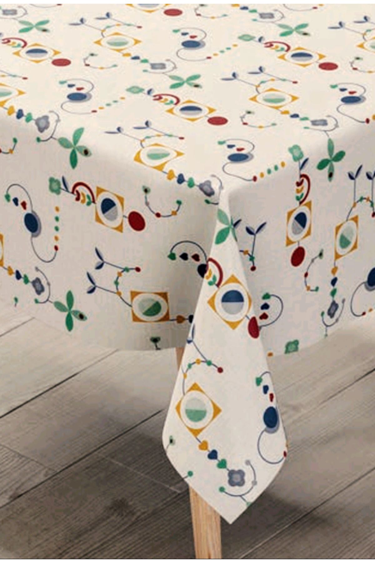 Blue Home-Table Cloth Fiber Lined Pvc Non-Slip Stain Resistant Erasable Mirella Pattern Color No: 211 a 2