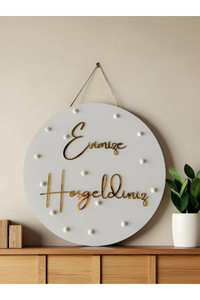 eslazerkesim İncili Evimize Hoşgeldiniz Pleksi Ahşap Kapı Süsü