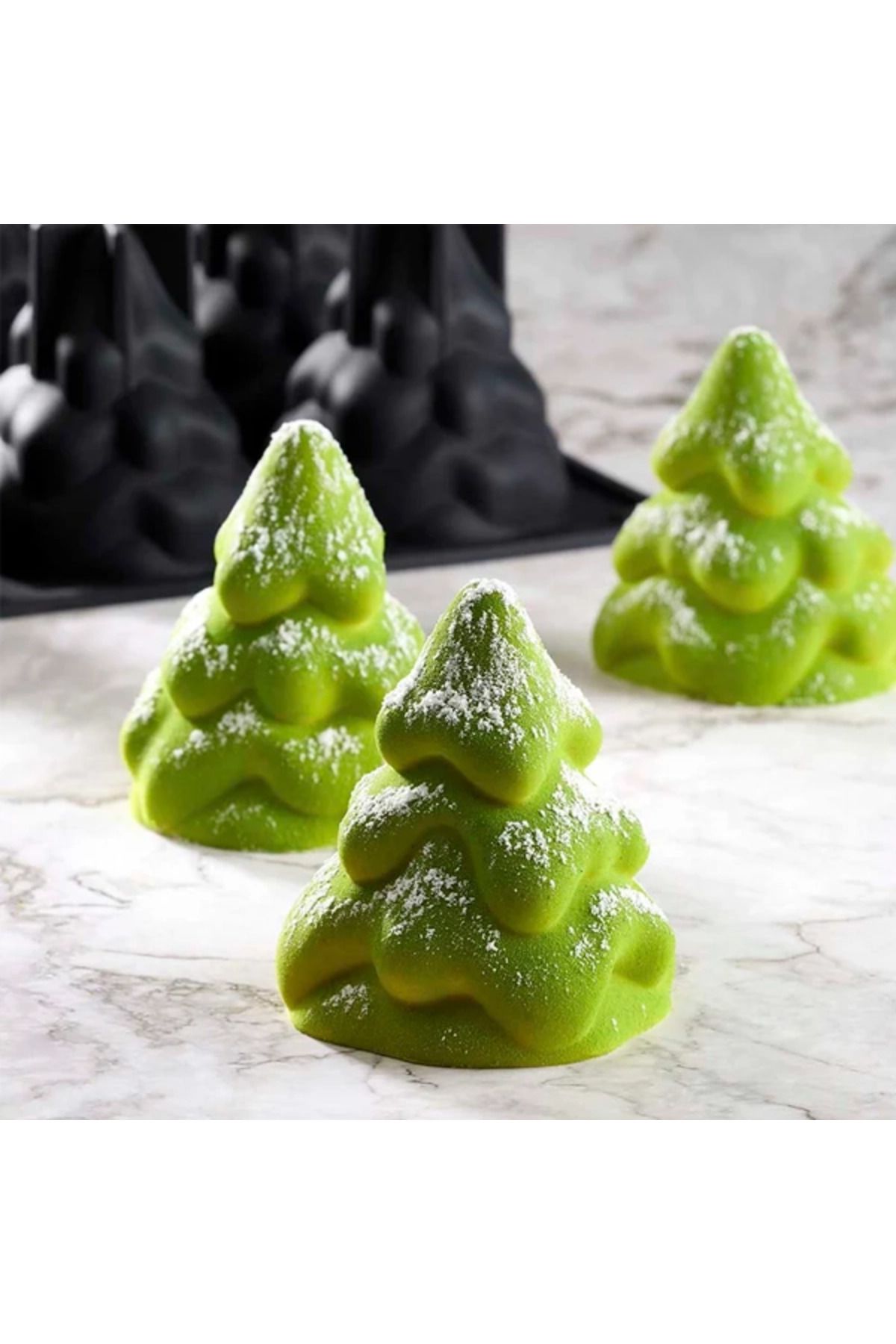 Pavoni-Silicone mold for single-portion, snowy fir trees, 20 cavities, Ø65x75 mm, 100 ml 3