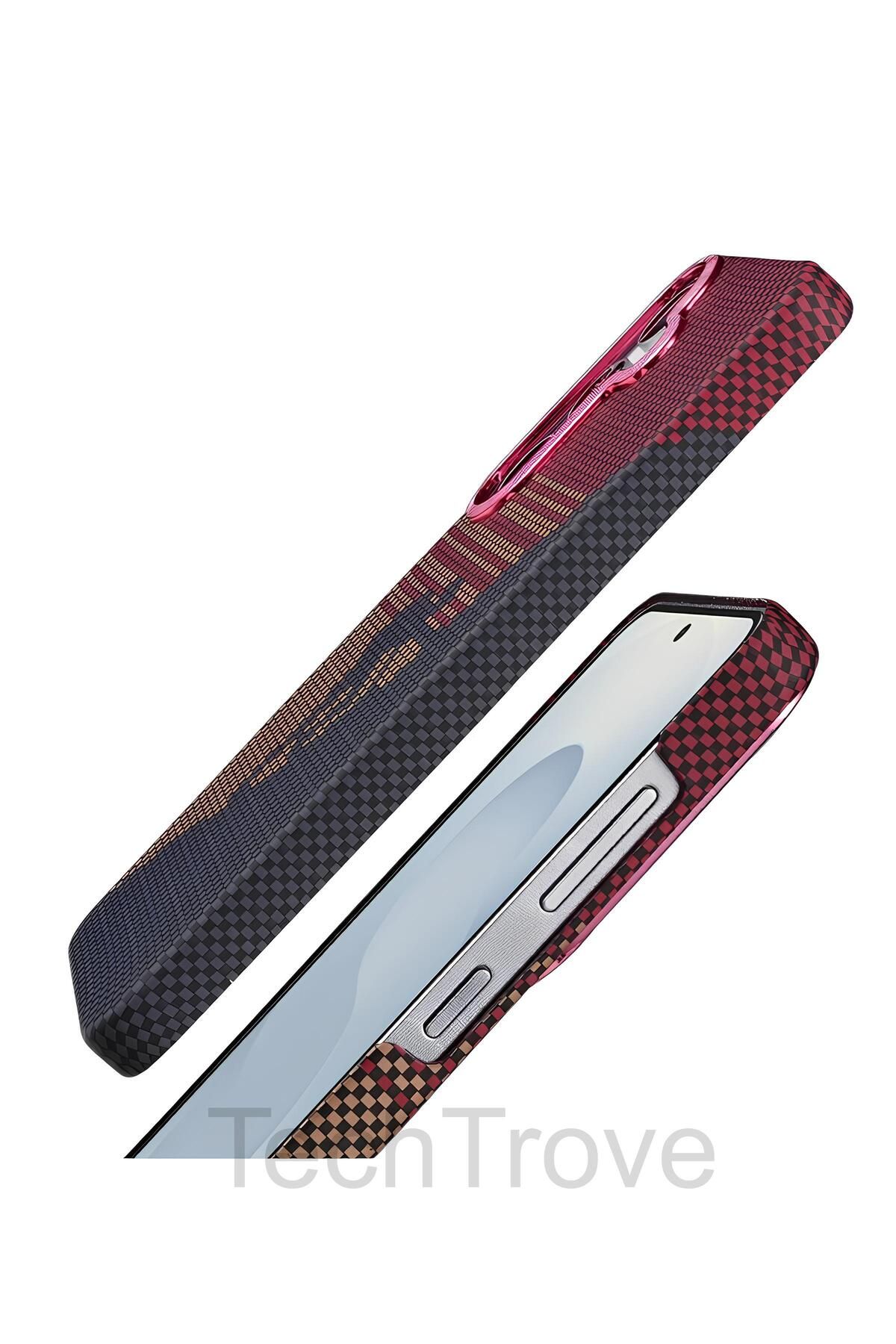 TechTrove-حافظة Apple iPhone 16 Pro Max منقوشة بالكربون وغطاء فاخر مزود بخاصية Magsafe 3