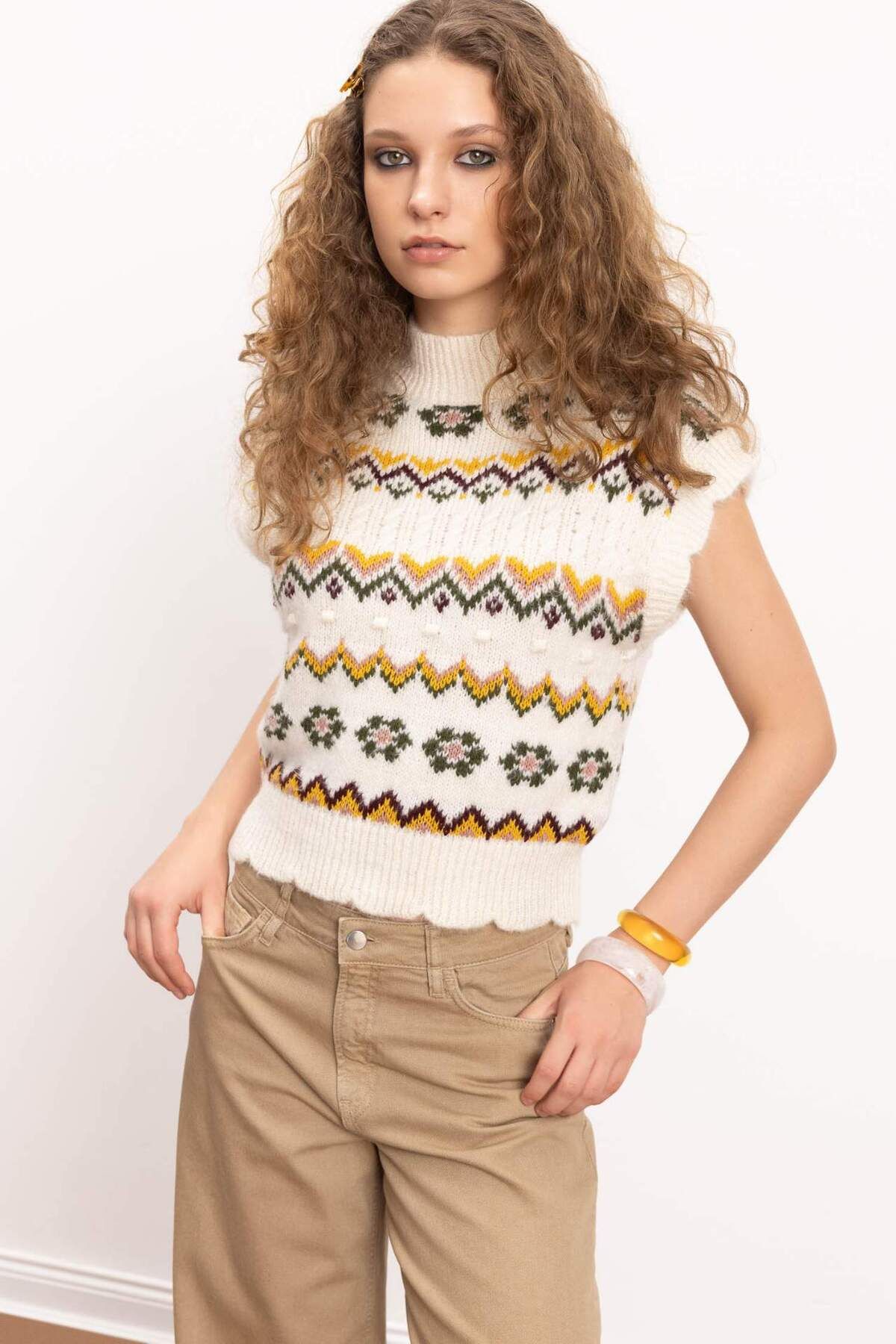 DeFacto-Coool Oversize Wide Fit Half Turtleneck Sweater Sweater E2004Ax24Cw 1