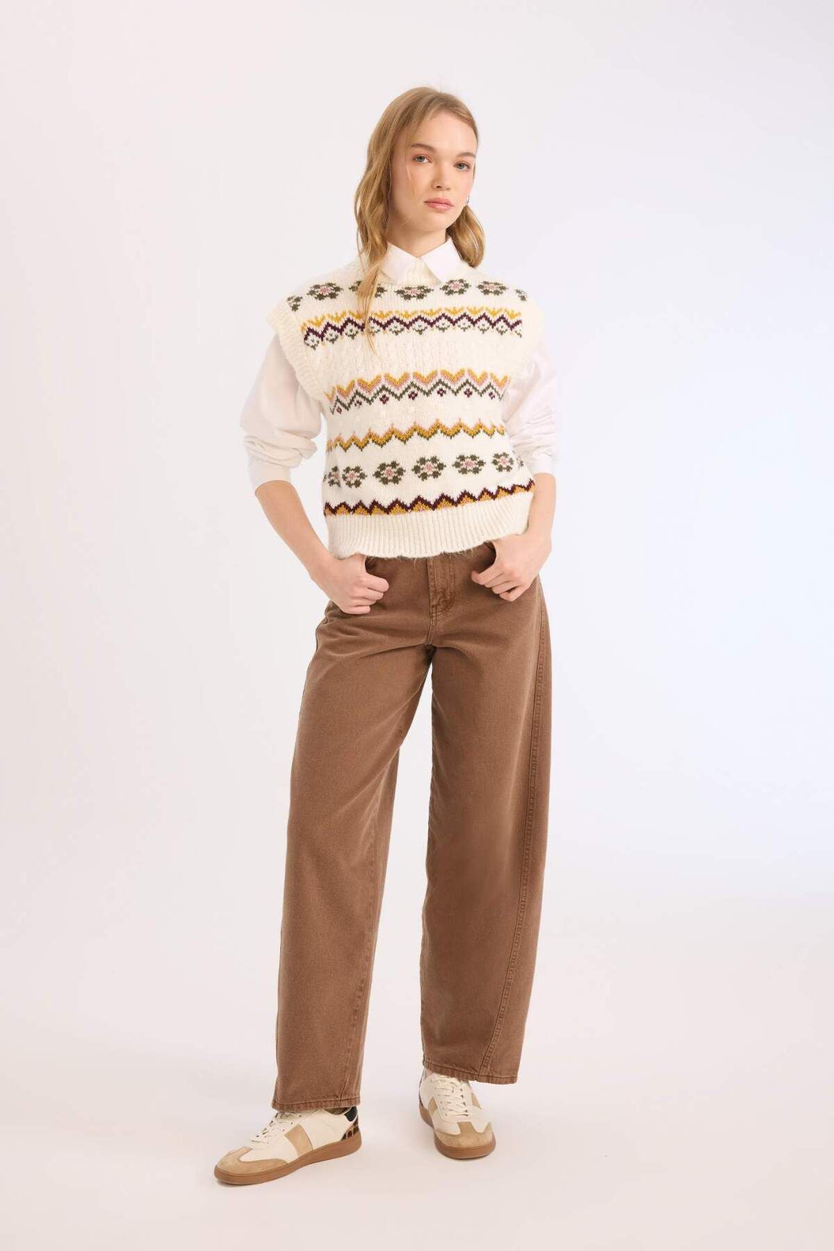 DeFacto-Coool Oversize Wide Fit Half Turtleneck Sweater Sweater E2004Ax24Cw 3