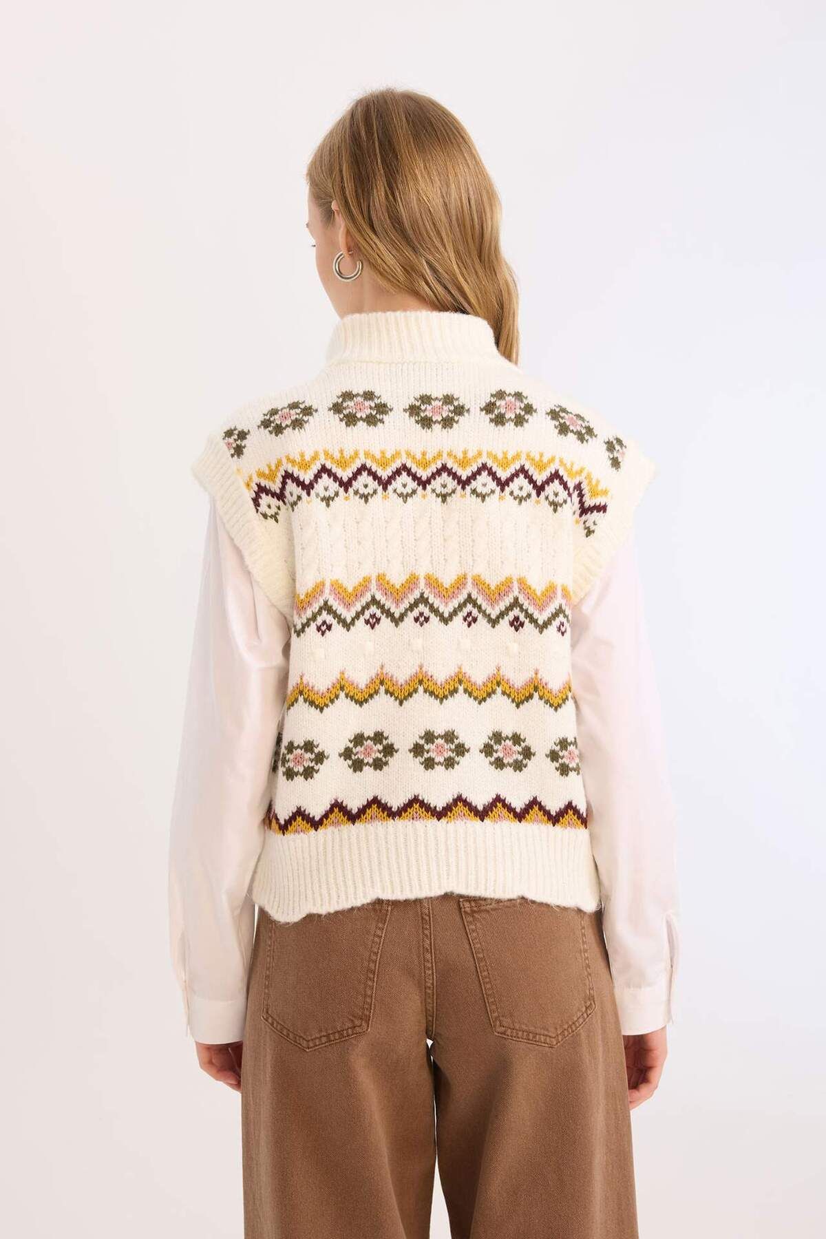 DeFacto-Coool Oversize Wide Fit Half Turtleneck Sweater Sweater E2004Ax24Cw 7