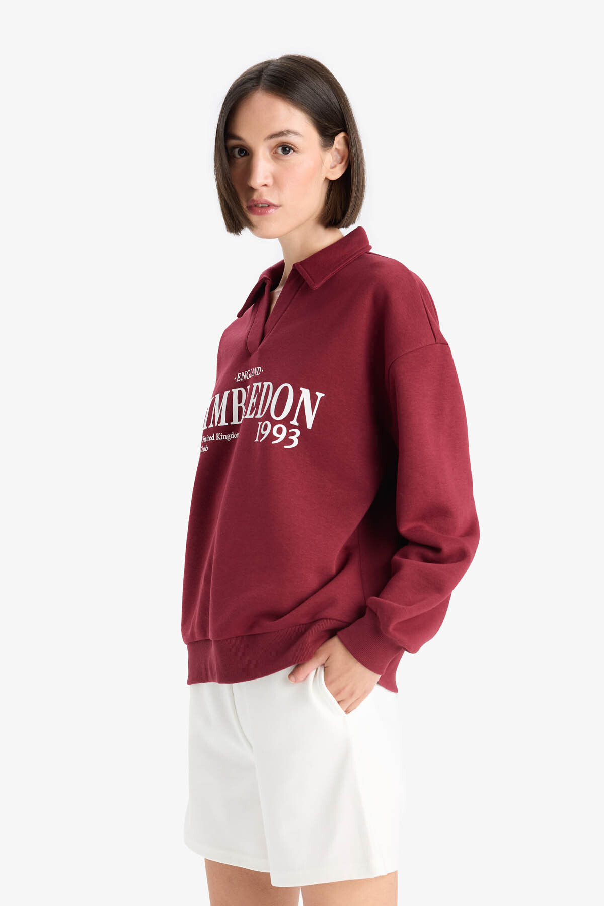 Defacto  Bordo Kadın Sweatshirt F1063AX/BR248 - Görsel 4