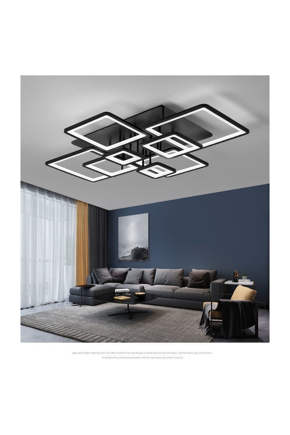 trandafi led-Black LED Chandelier with Remote Control 8876/8BK 3