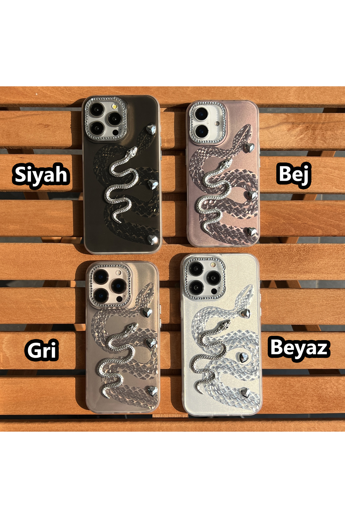 EDELFU-حافظة هاتف iPhone 15 PRO MAX بتصميم ثعبان ثلاثي الأبعاد فاخر مع زخارف حجرية وإطار كاميرا مرصع بالحجارة 2