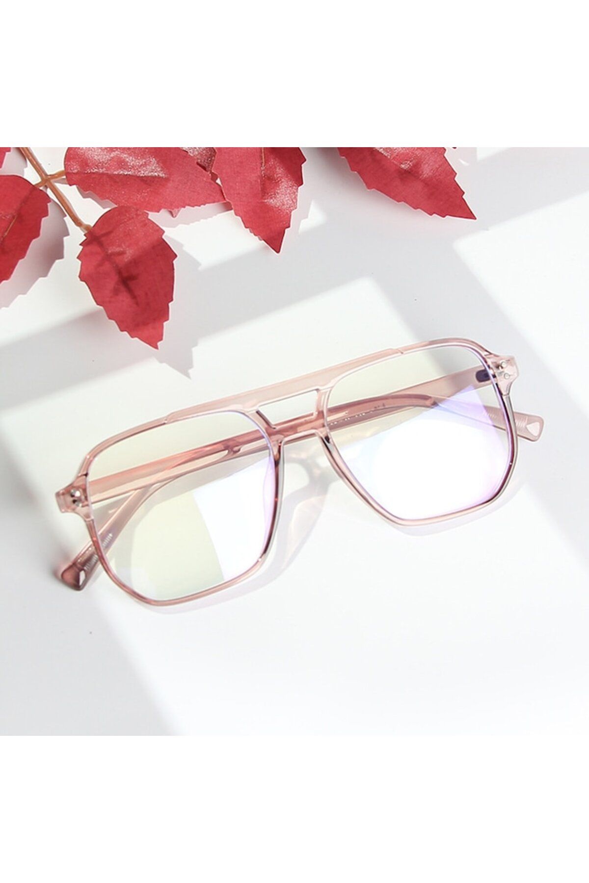 GERICOM-Transparent lens glasses with computer protection, non-diopter, aviator style, square lenses, polyca 3