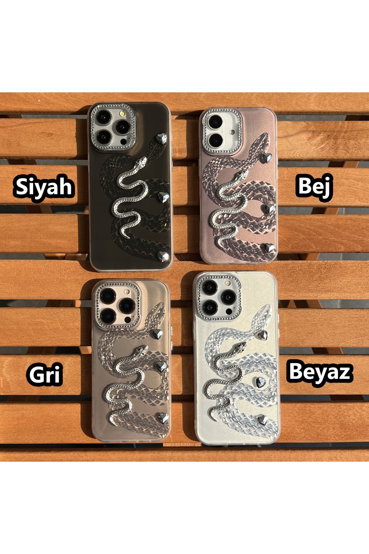 EDELFU-حافظة هاتف iPhone 16 Pro Max بتصميم ثعبان ثلاثي الأبعاد فاخر مع أحجار مرصعة وإطار كاميرا حجري 2