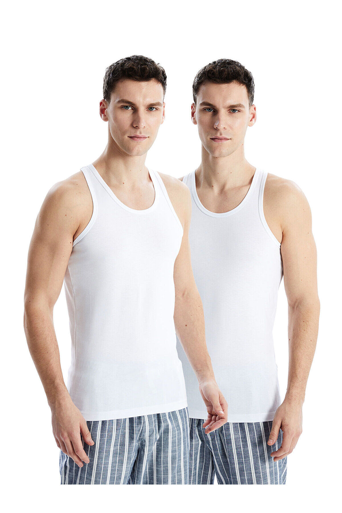 ال سی وایکیکی بسته ۲ عددی زیرپیراهنی مردانه نخی یقه گرد