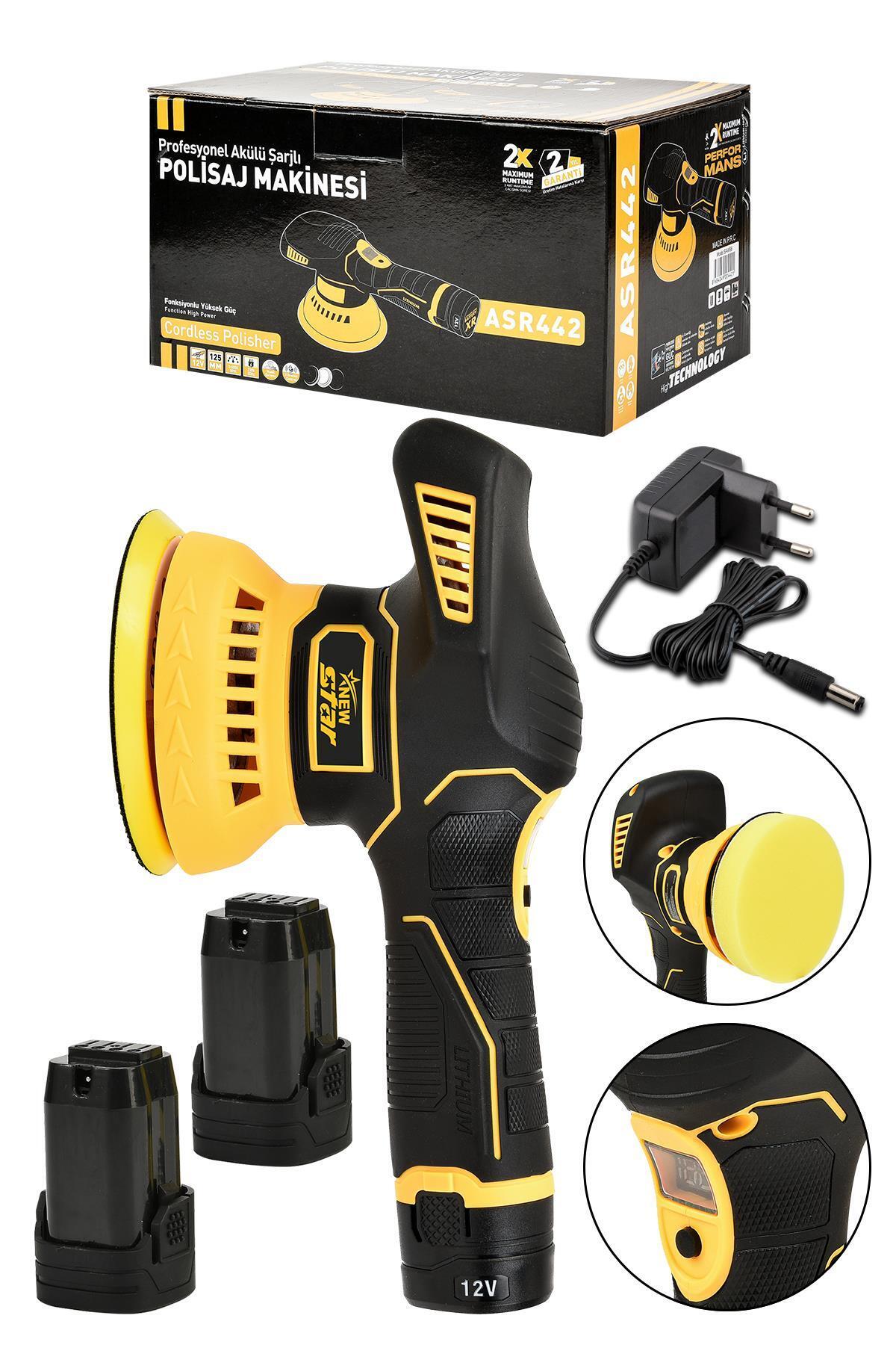 Newstar New Star Orbital 6 Kademli Cila Pasta Parlatma Polisaj Makinesi Sarı