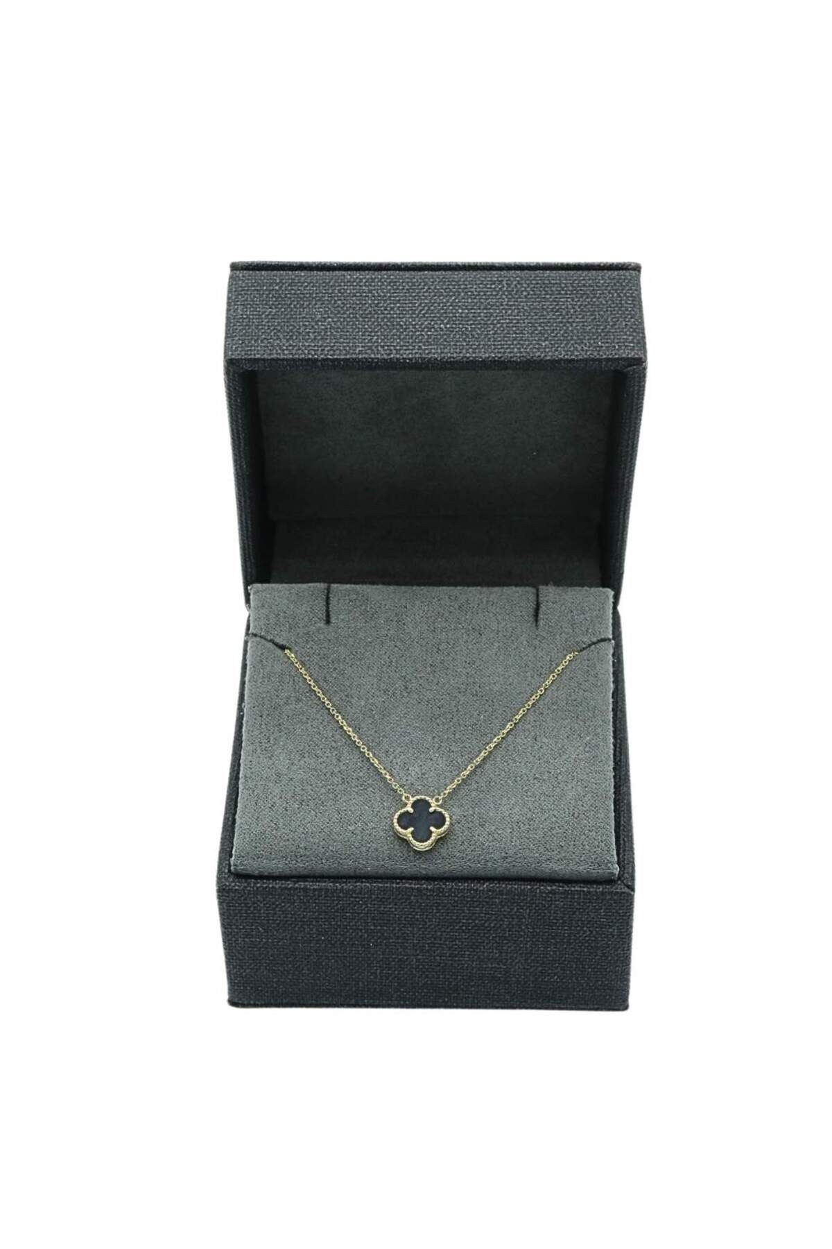 Bijuteria SORELLY-Lant Aur 14k Floare Onix 8mm Alb 4