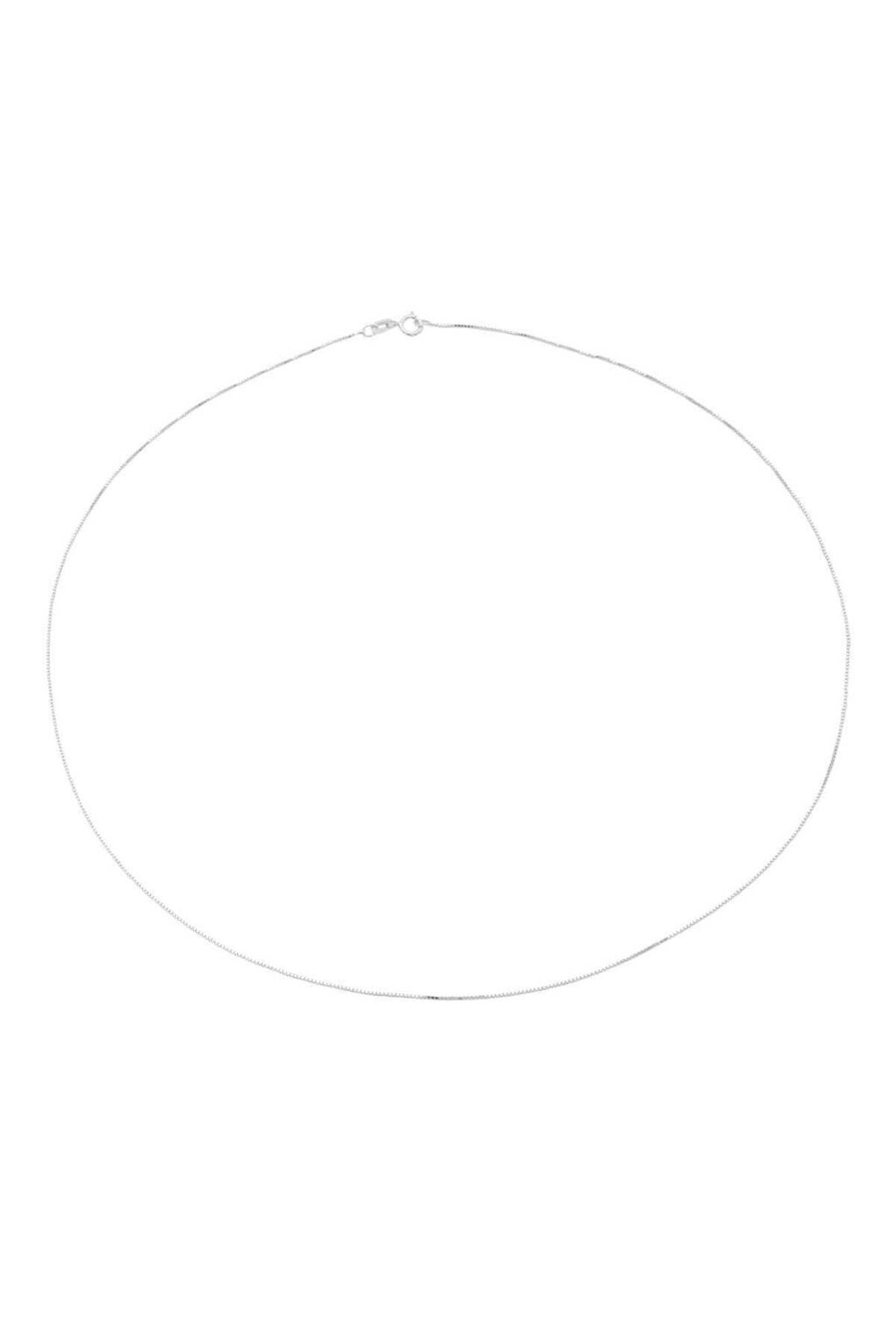 Bijuteria SORELLY-Lant Aur Alb 14k Cubic Box Link 1 mm 45 cm 1