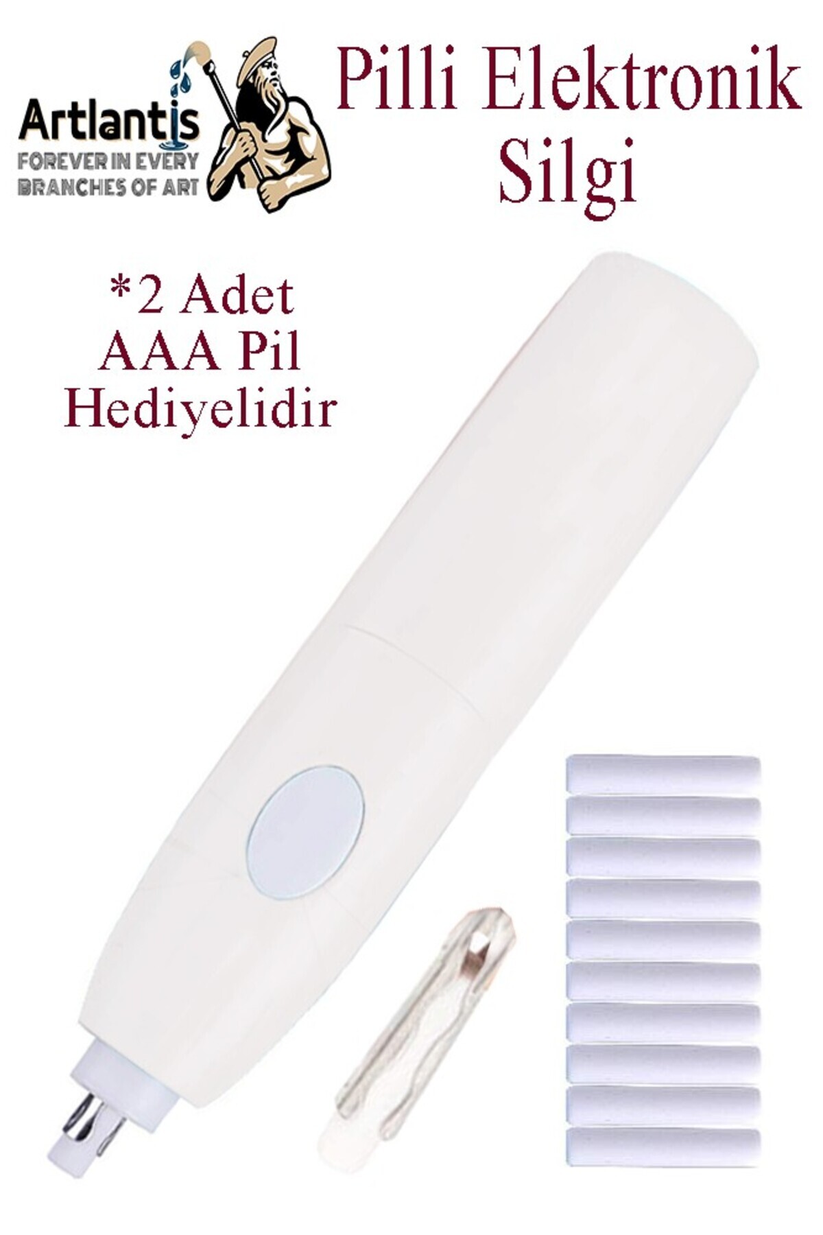 Artlantis Elektronik Silgi Pilli 1 Paket Otomatik Elektrikli Taşınabilir Kalem Silgi Kara Kalem Eskiz Çizim Gr