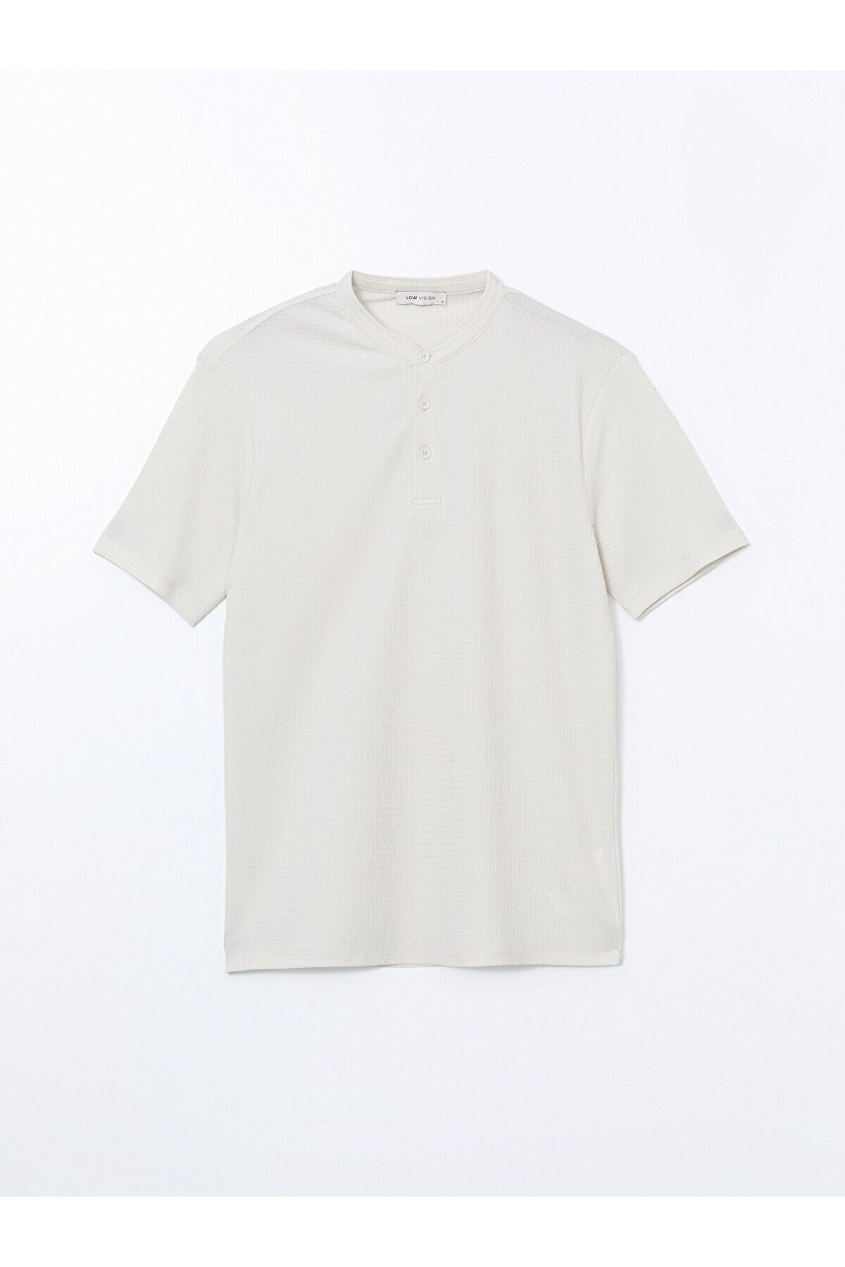 LC Waikiki-Judge Collar Patterned Buttoned Men's Textured T-Shirt 5