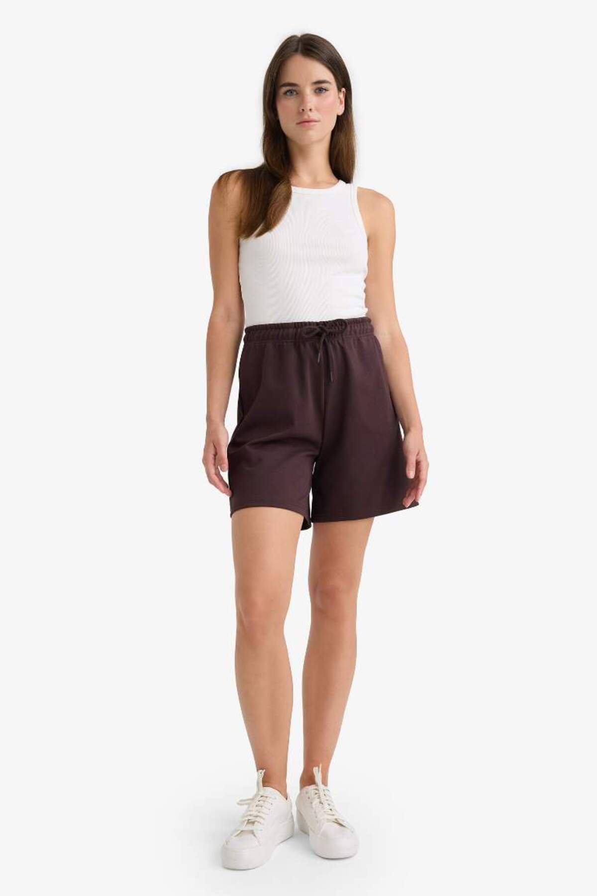 DeFacto-New Season Basic Plain Bermuda Shorts with Lace-Up Waist 2