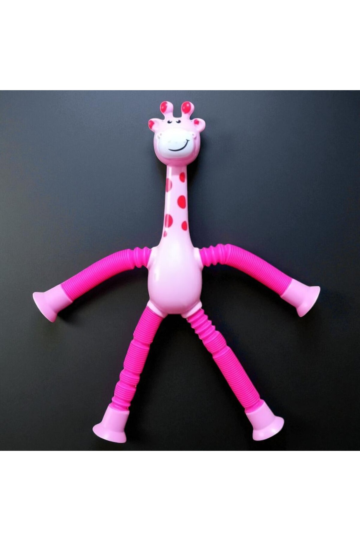 ۳ عددی لوله‌های پاپ حیوان زرافه صورتی، آبی، نارنجی – اسباب‌بازی استرس‌زدای زرافهٔ تلسکوپی قابل‌توسعه