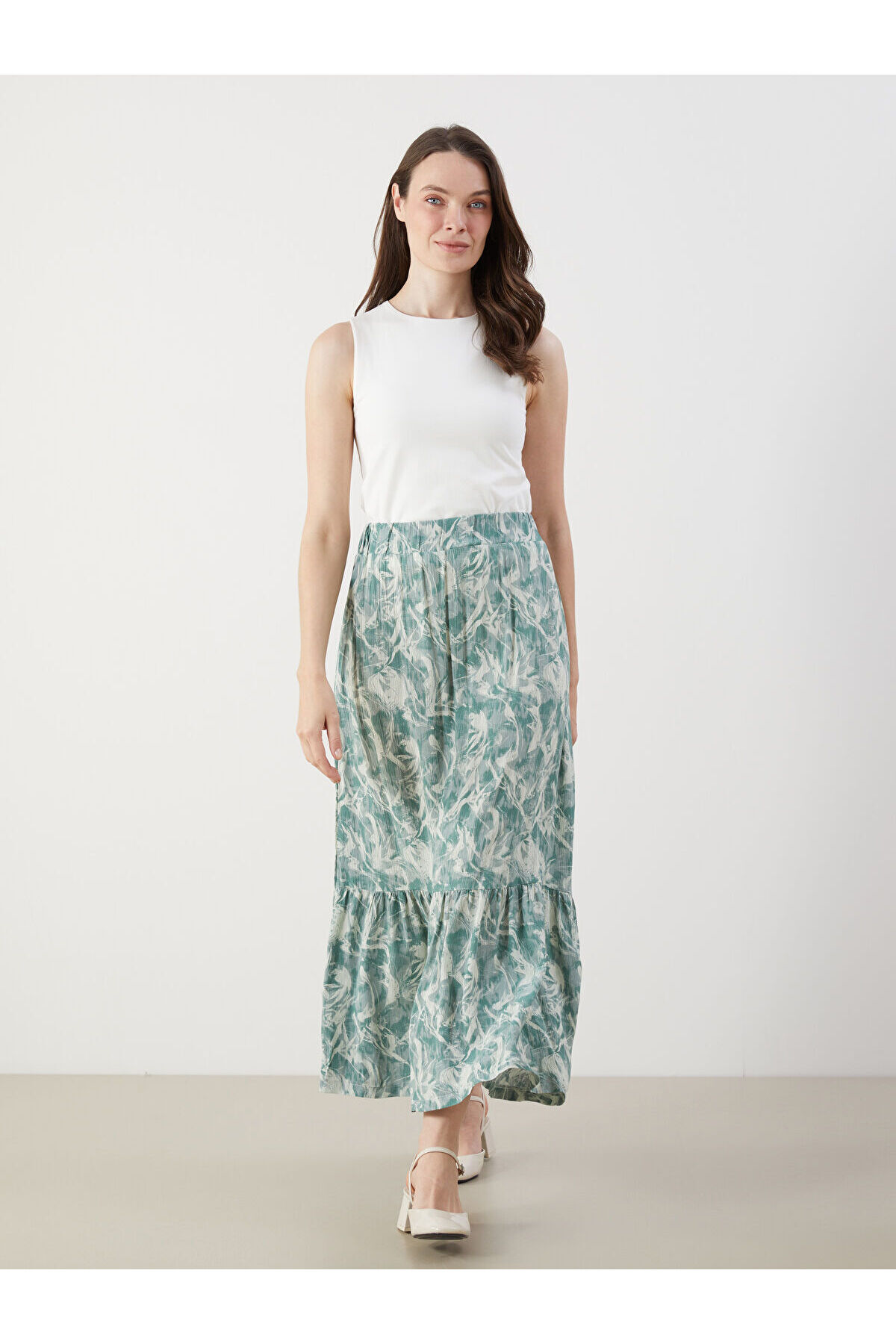 LC Waikiki-Patterned A-Line Skirt with Elastic Waist 1
