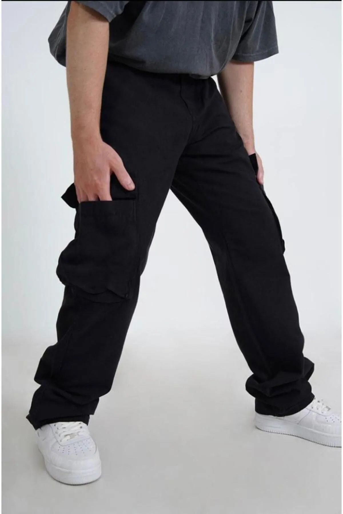 Relaxed YENİ SEZON Kol Paça Baggy SALAŞ Kargo Pantalon SKB 2025 — مشکی WMS4 — تصویر 3 از 3