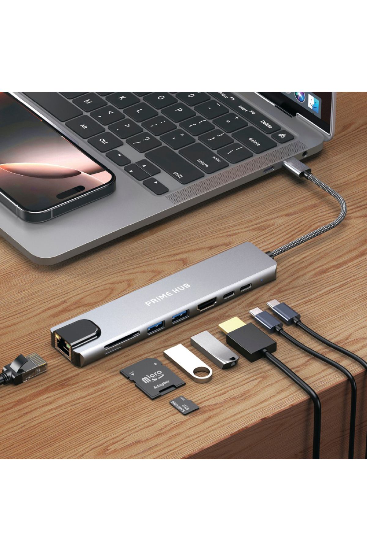 ZUIDID-8 in 1 Usb-C Multiplexer |   4K Hdmi, 100W Pd, Gigabit Ethernet, Sd/Tf Card Reader, 2Xusb-C + 2Xusb 3.0 3