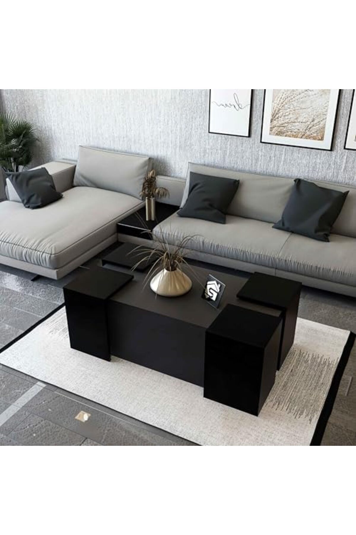 Stylish Home-Coffee Table and Service Tables - CT61 Black and Gray 2