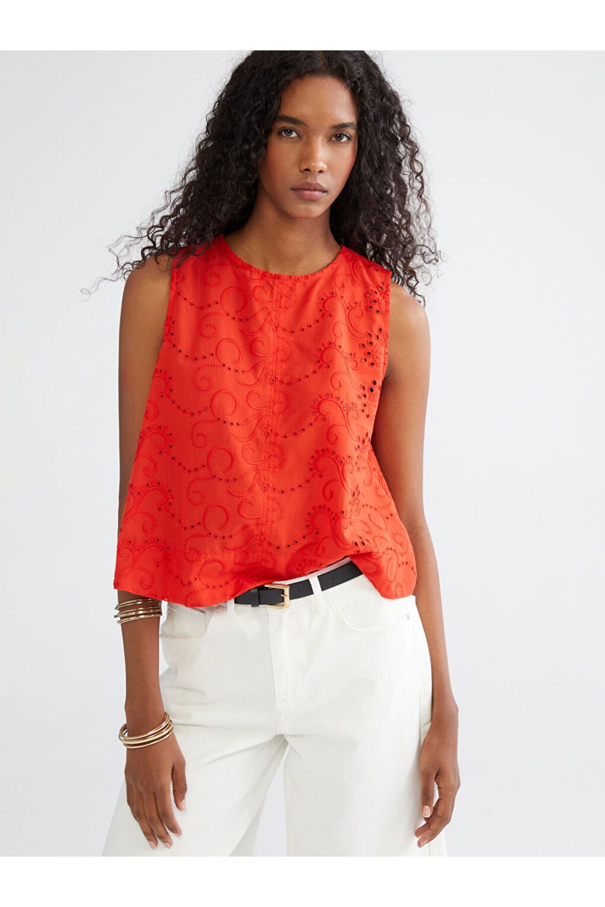 LC Waikiki-Sparkling Selections from Shining Store |   Crew Neck Openwork Embroidered Blouse 2