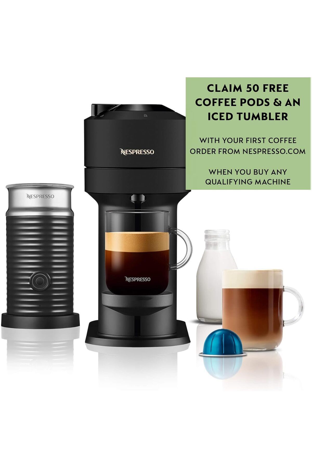Nespresso-Vertuo Next Automatic Pod Coffee Machine with Milk Frother for Espresso, Cappuccino and La 3