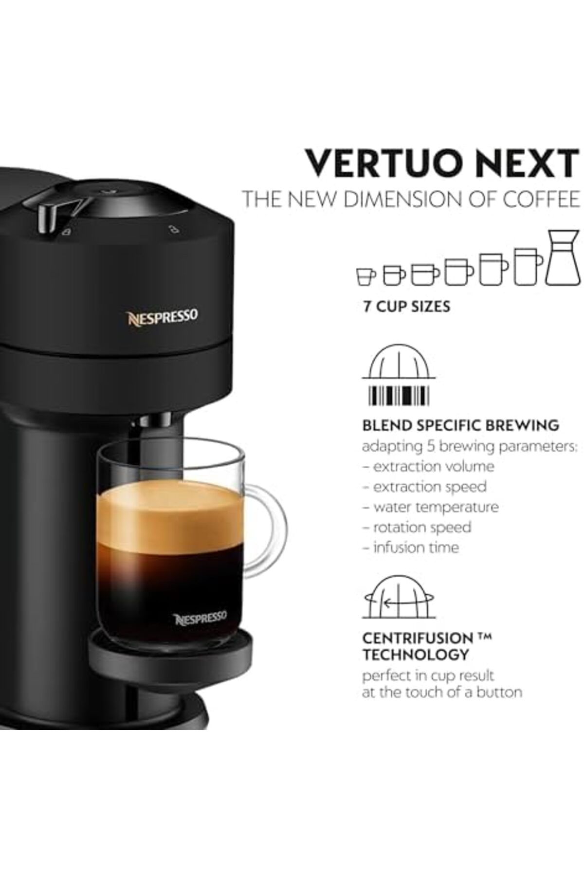 Nespresso-Vertuo Next Automatic Pod Coffee Machine with Milk Frother for Espresso, Cappuccino and La 6