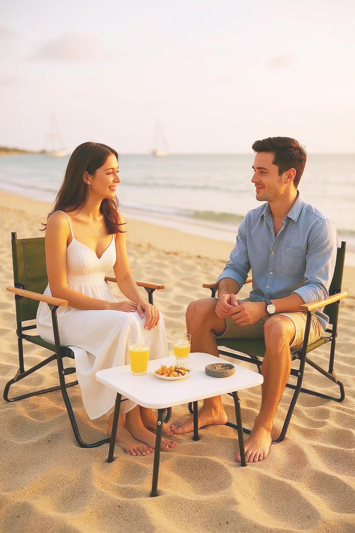 Exent 2 Adet 120 Kg kapasiteli Katlanır Kamp Sandalyesi ve 45 x 60 Kamp Sehpası-2-AS-BEY