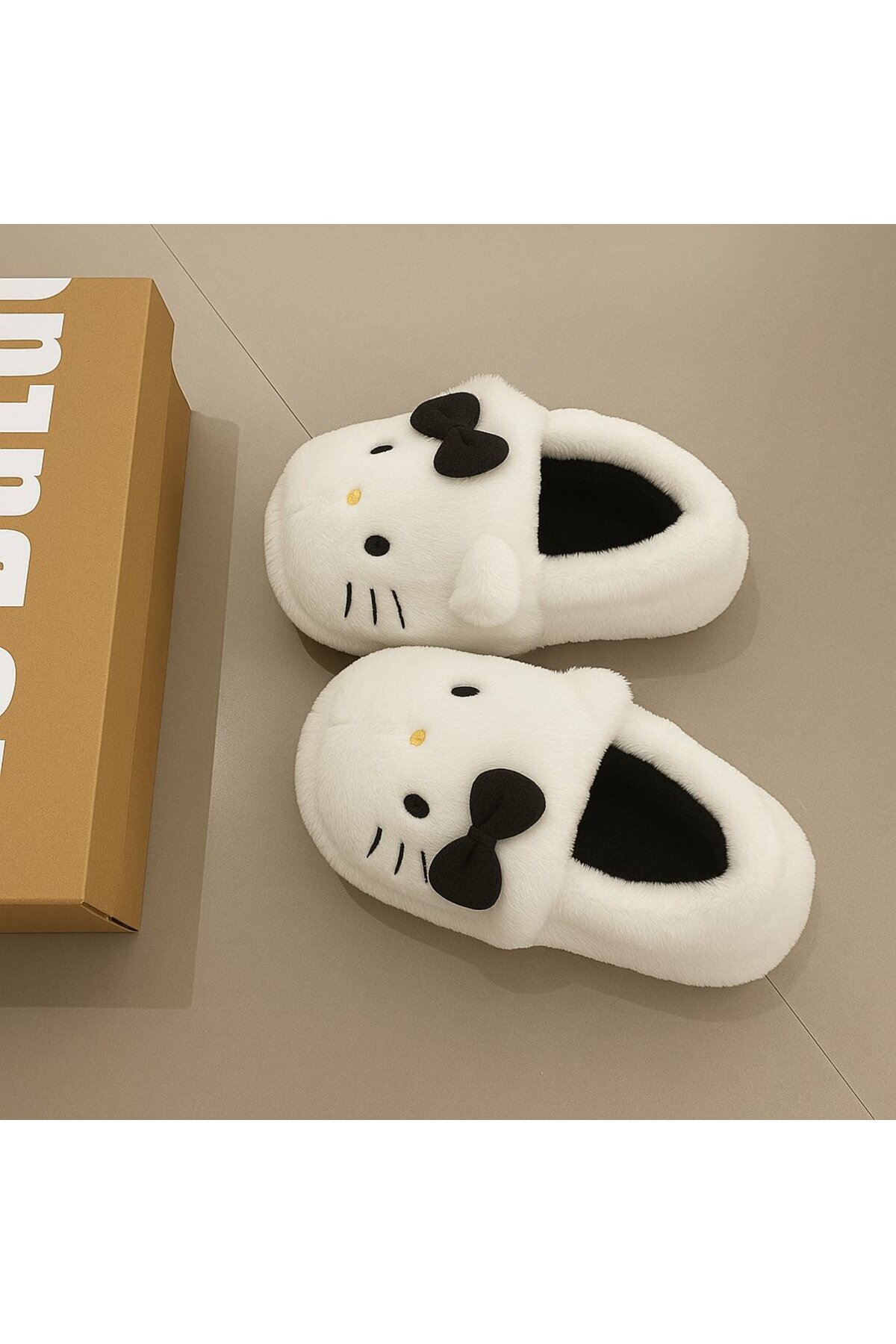 Gofeel Siyah Kitty Nasomi Tatlı Peluş Panduf Terlik görsel 3