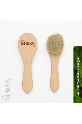 THE MOSS CO. The Moss Co. %100 Doğal At Kılı Yüz Bakım Fırçası (File Kese Hed...